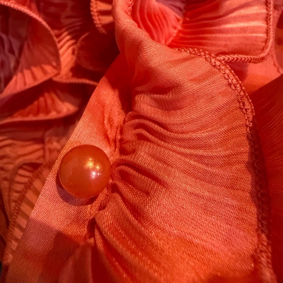 Jaipur Salmon/Orange Ruffled Short Sleeve Crinkle Blouse - Picture 3 of 6